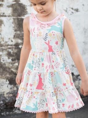 🐇 Size 7 Cheeky Plum Tiered Dress Annistyn Knit Dress - Bunny Hop!